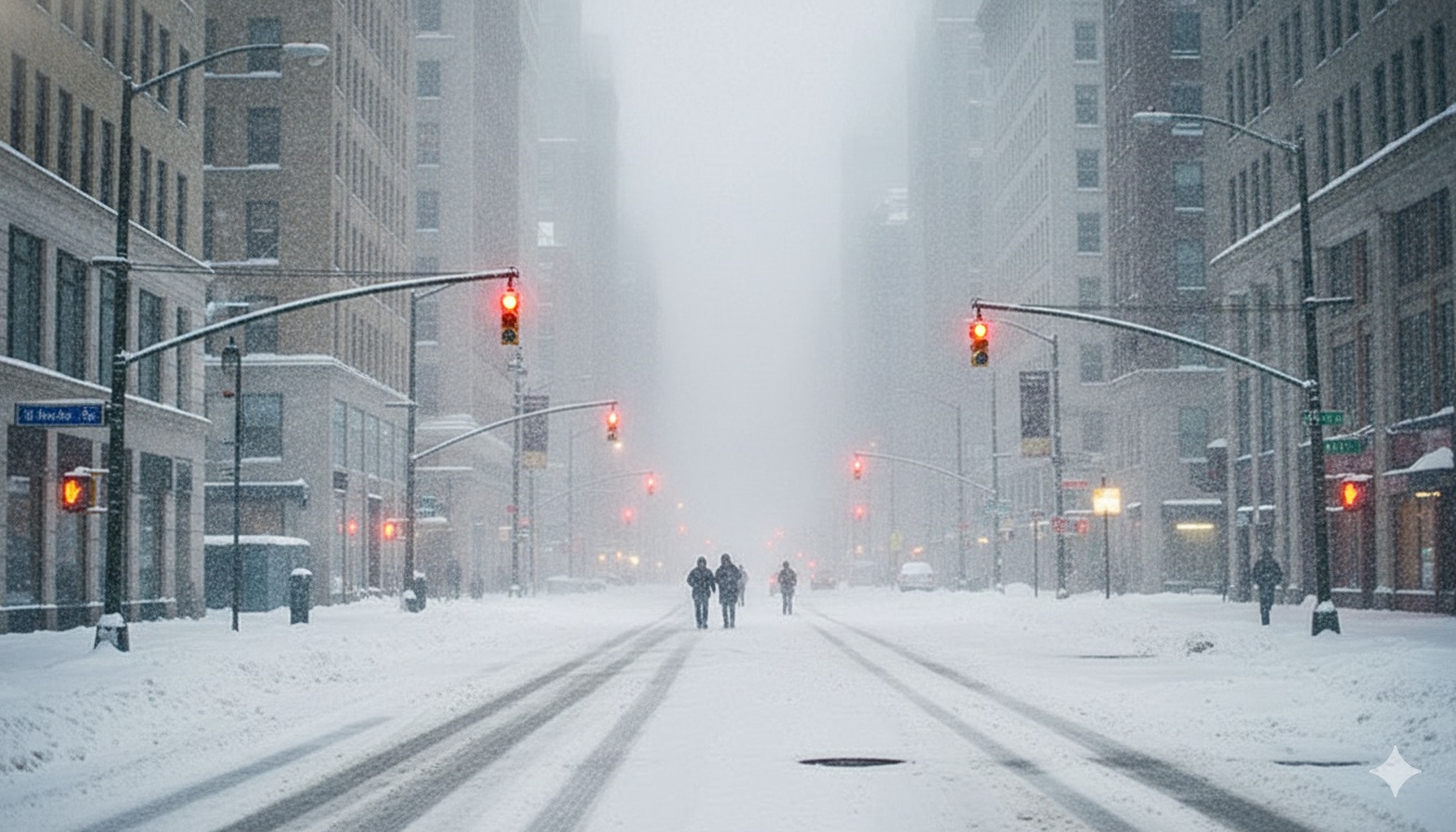 Image of street in a Winter storm