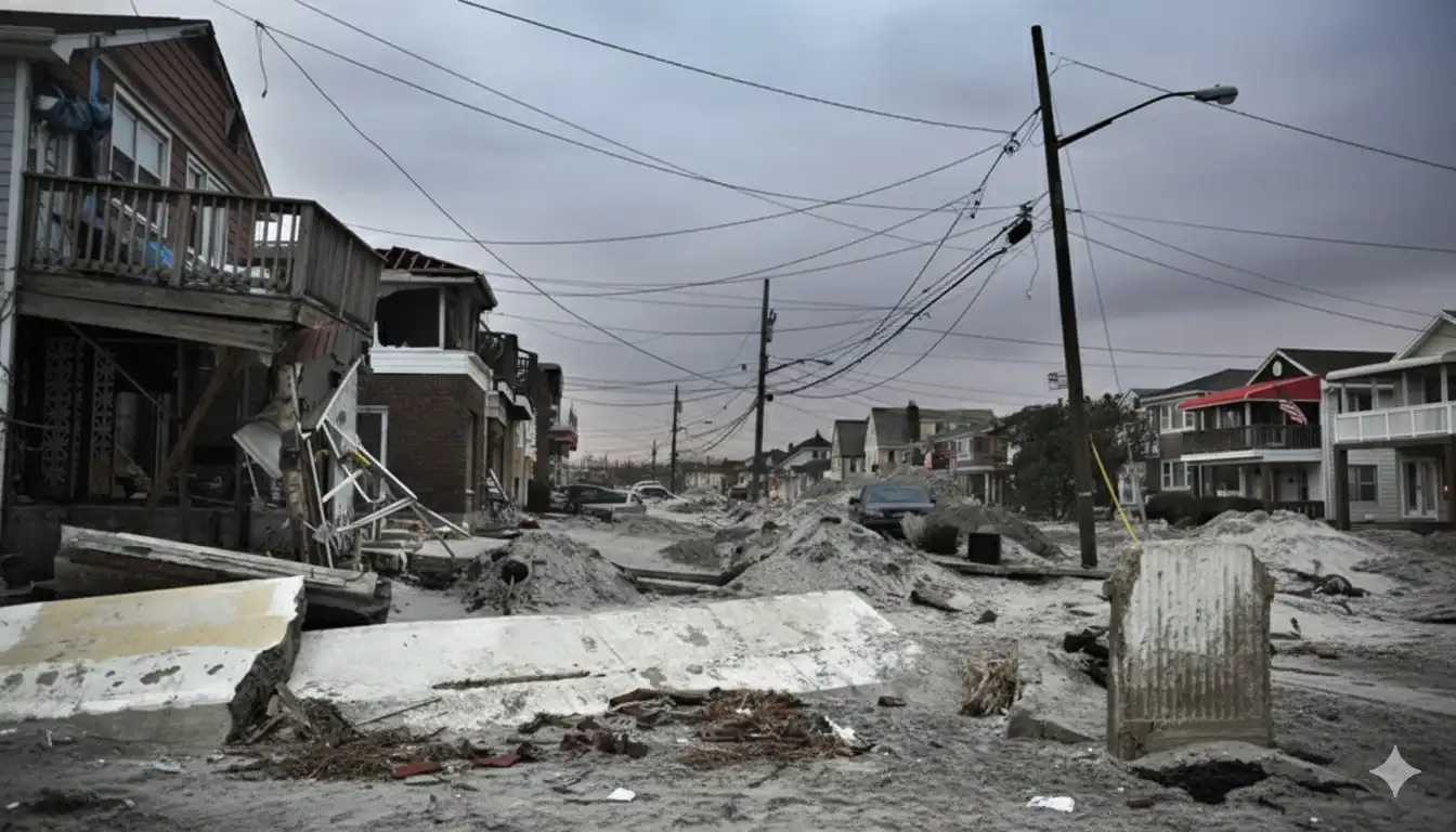 An image of damaged houses caused by Hurricane.
