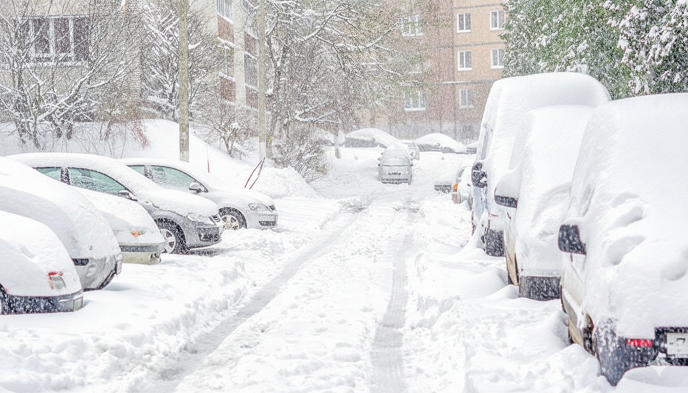 Cars stuck in a Winter storm