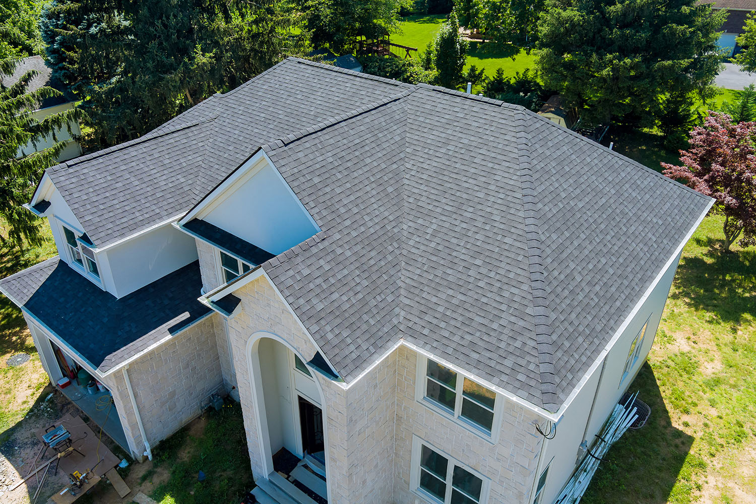 A wide view of a beautiful roof and one of Storm Guard's works.