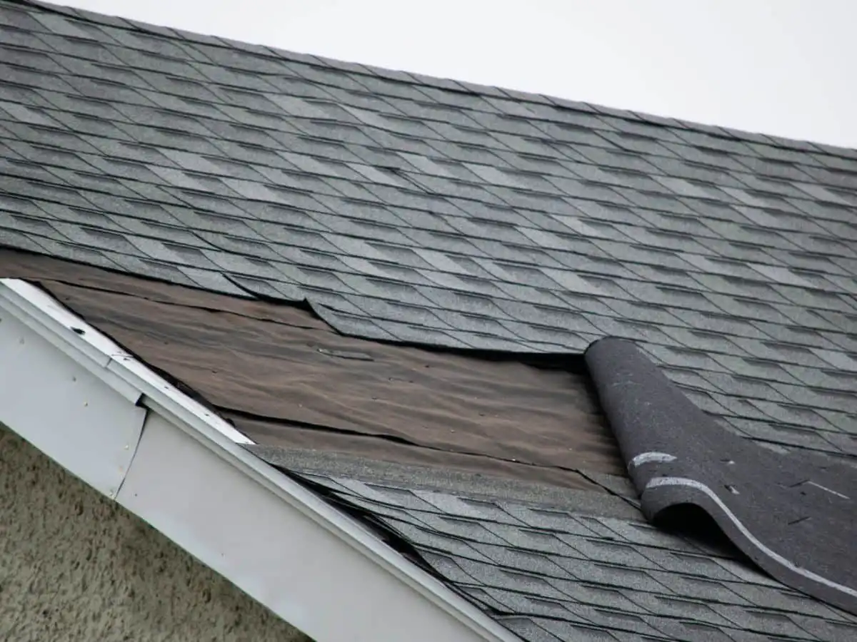 damages shingles due to storm